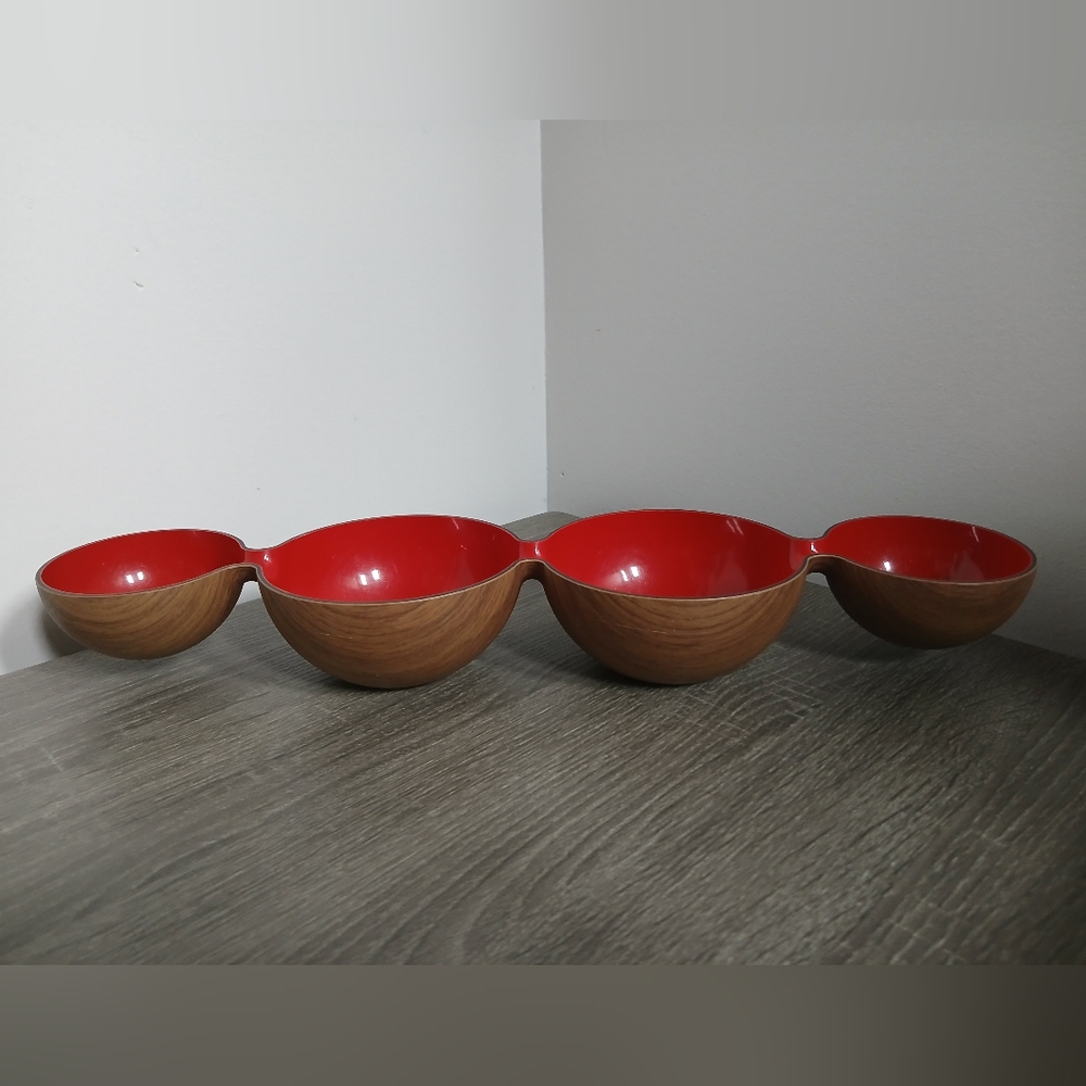 4 Section Serving Snack Dish Plate Vintage Melamine